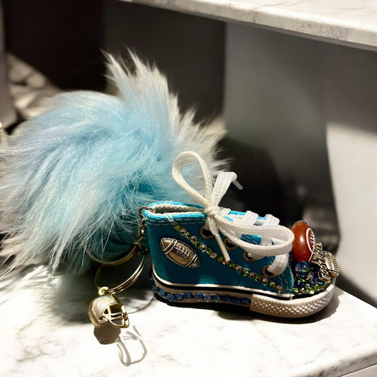 Bedazzled Handmade Converse Keychain – Football