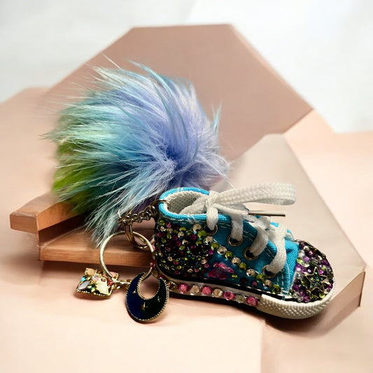 Bedazzled Converse Handmade Keychain - Moon & Stars Collection