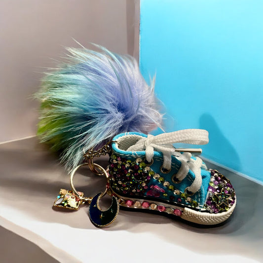 Bedazzled Converse Handmade Keychain - Moon & Stars Collection
