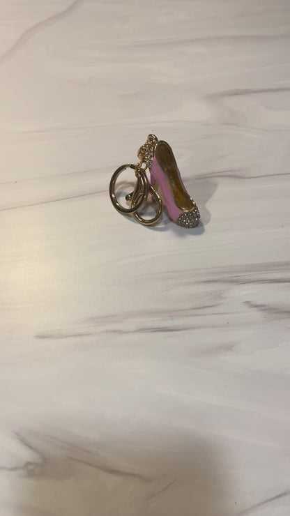 Sky High Pink Rhinestone High Heels Keychain