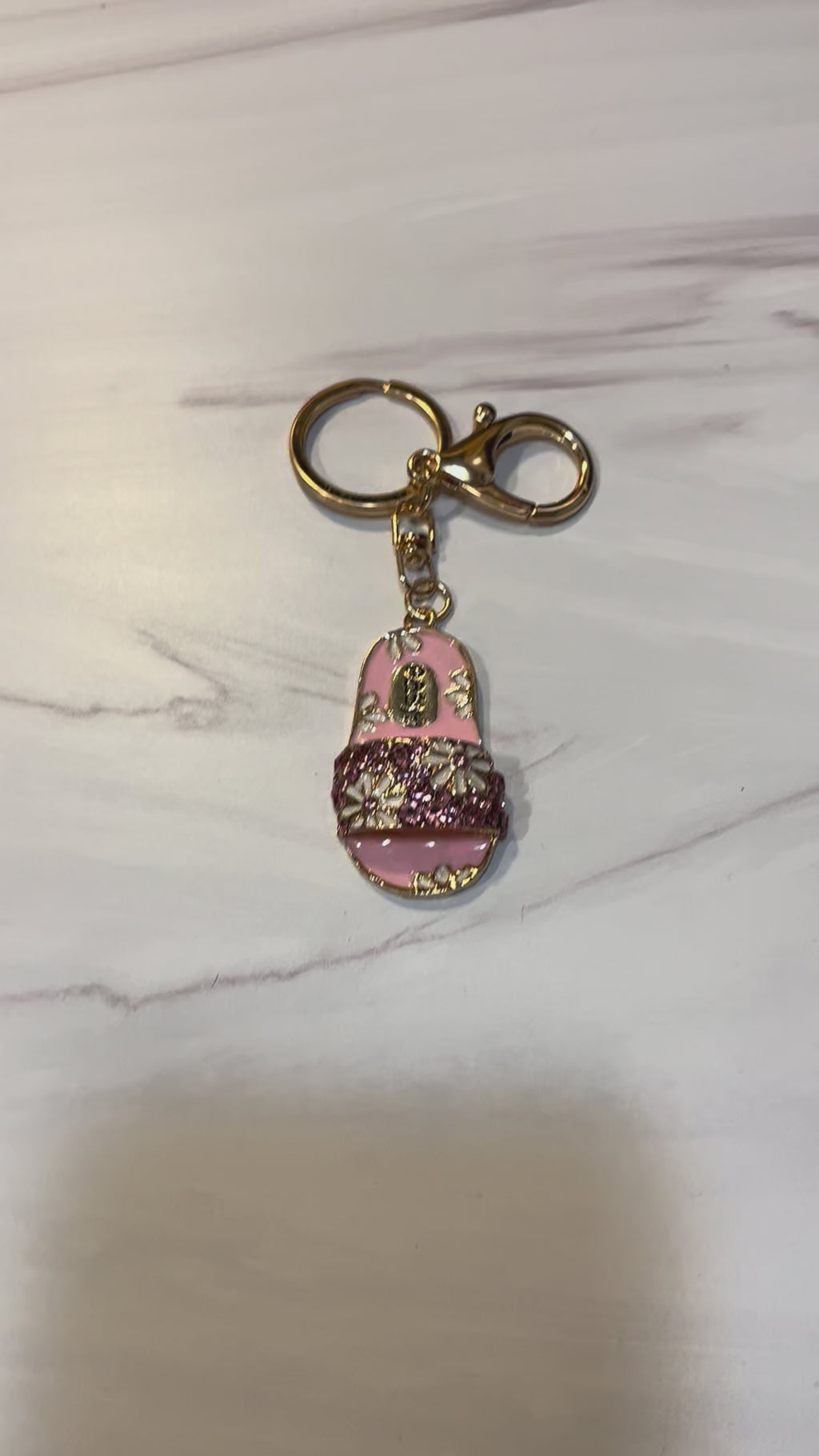 Pink Slippers Spring and Summer Rhinestones Jewels Keychain