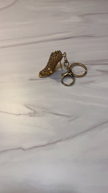 Gold Ascent Hallow Design High Heel Pump Keychain