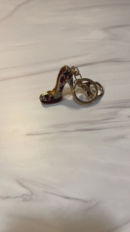 Red Star Jeweled High Heel Keychain