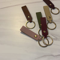 Solid Color Leather Key Chain Hand Rope Bag Pendant