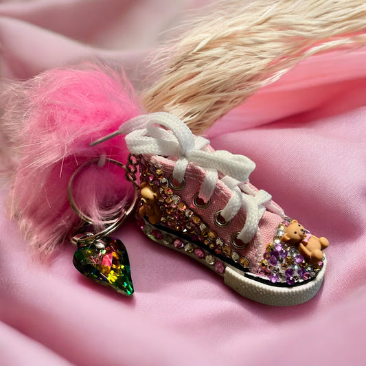 Bedazzled Converse Shoe Keychain: Teddy Bear Collection