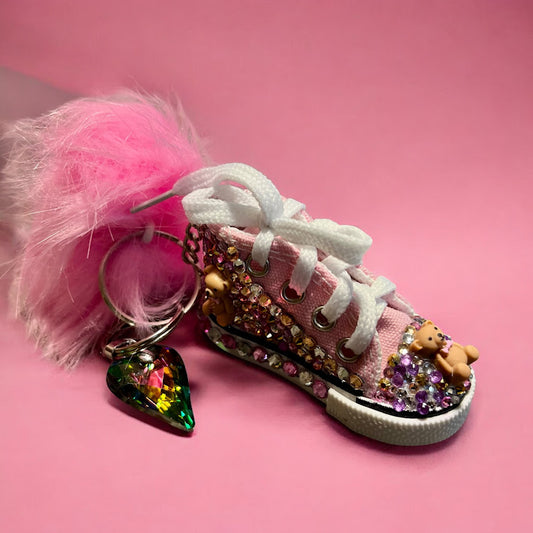 Bedazzled Converse Shoe Keychain: Teddy Bear Collection