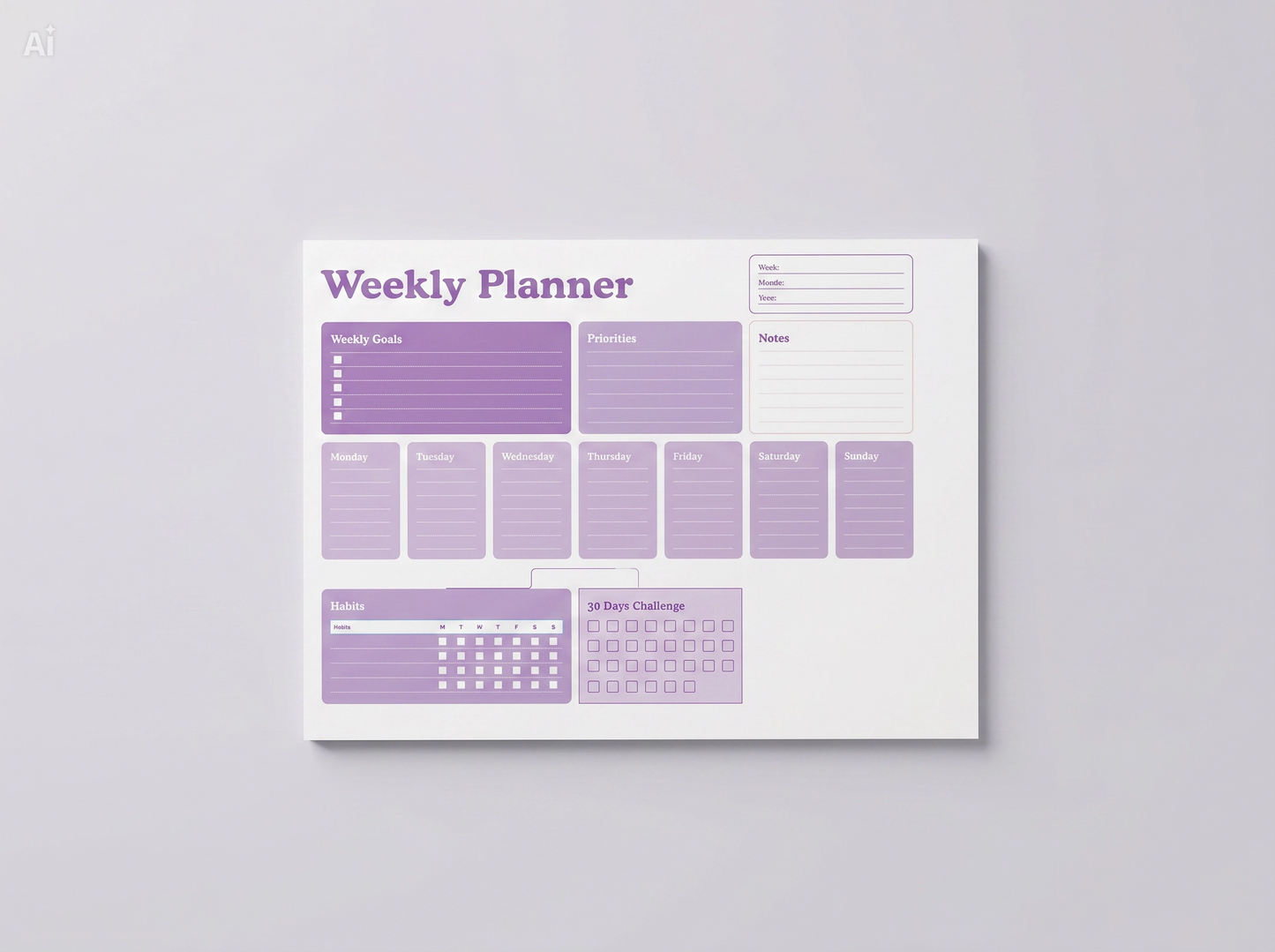 Weekly Planner Notepad: Goals, Priorities, Habits Tracker