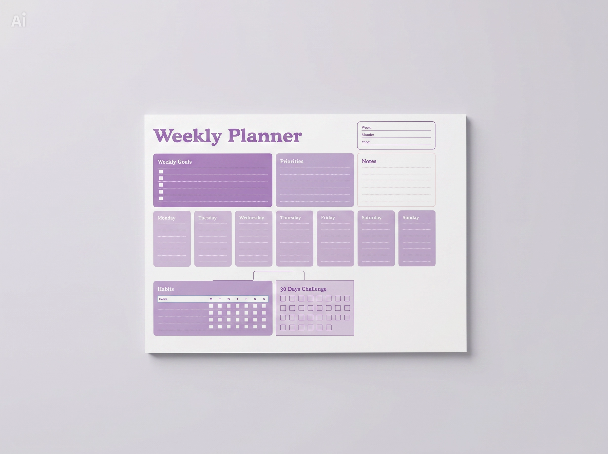Weekly Planner Notepad: Goals, Priorities, Habits Tracker