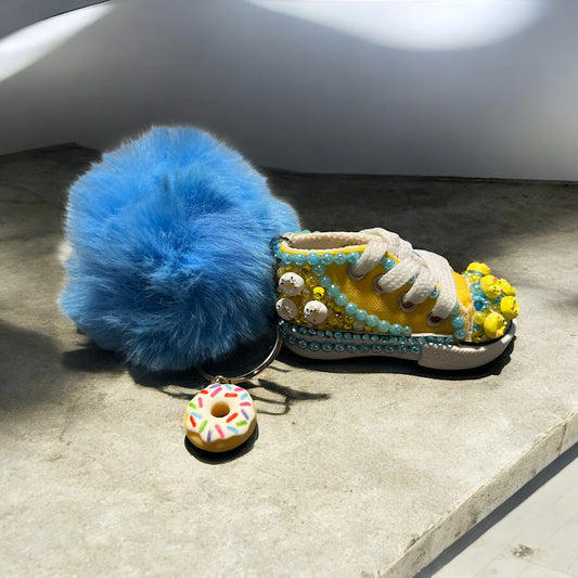 Bedazzled Handmade Keychain - Yellow Donut