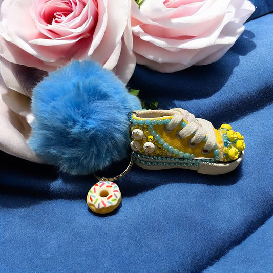 Bedazzled Handmade Keychain - Yellow Donut